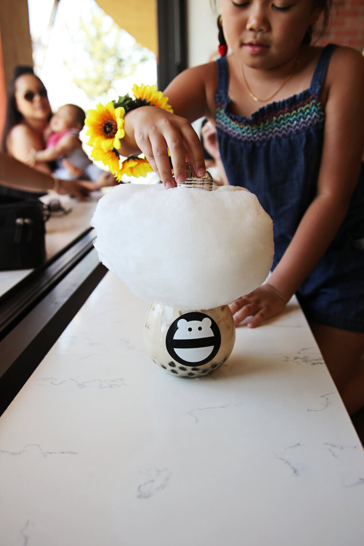 Snow Monster Boba Cotton Candy Lightbulb Bottle