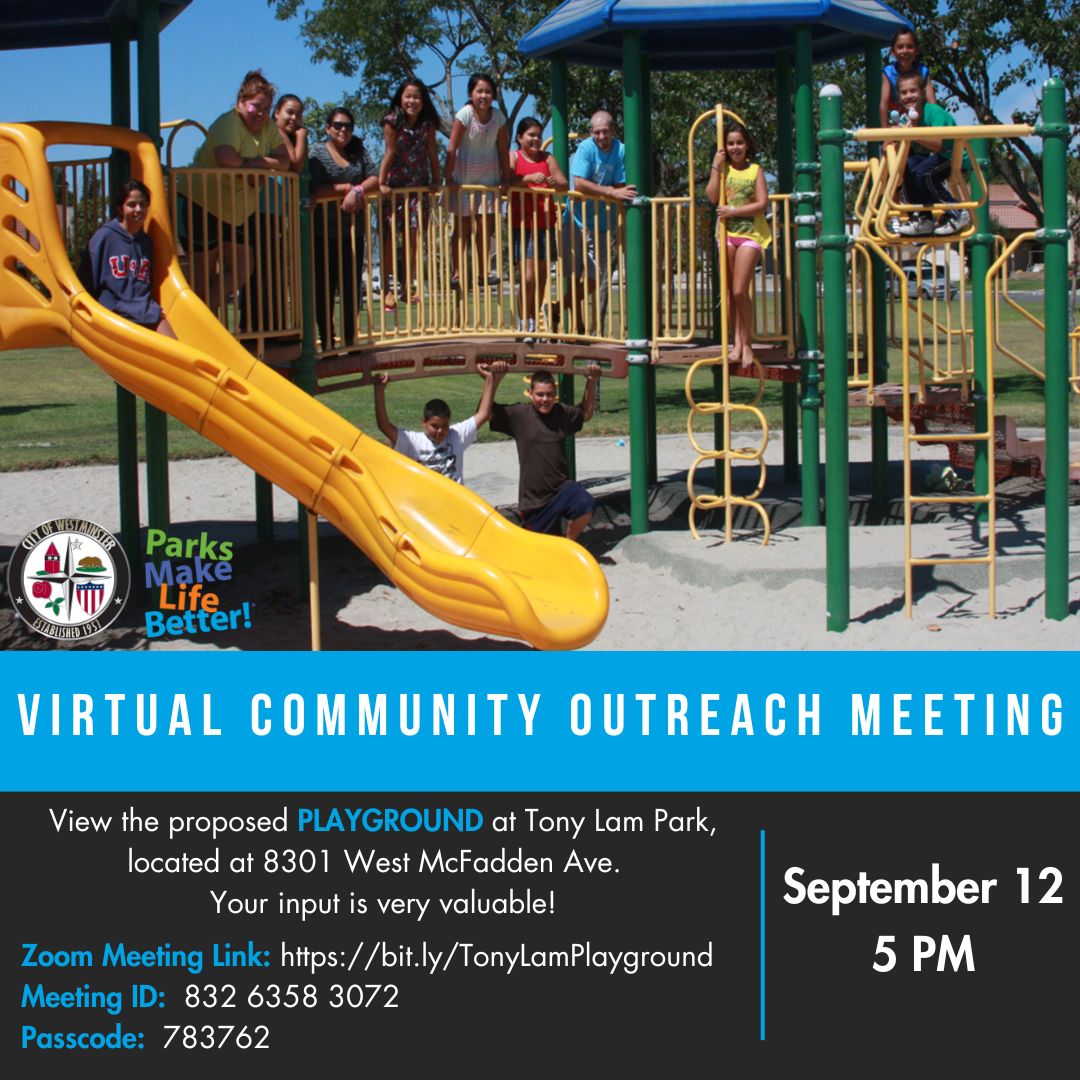 Virtual Tony Lam Park Playground Outreach Meeting Ad