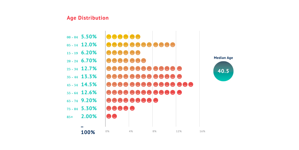 Age Distribution Infographic - Median Age 40.5